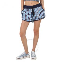 Grenoble Ladies Abstract Printed Shorts - Bright Blue, Size Medium