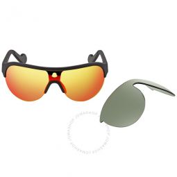 Grey;Gold Orange Shield Unisex Sunglasses