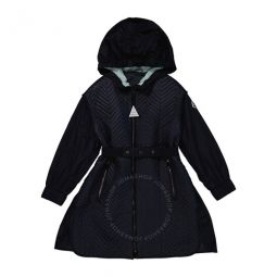 Kids Navy Seldana Belted Hooded Coat, Size 4Y
