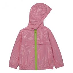 Kids Pastel Pink Logo Zipped Hooded Jacket, Size 2Y