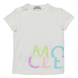 Kids White Cotton Logo Print Short Sleeve T-Shirt, Size 18/24M