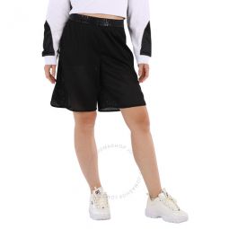 Ladies Black Logo-Waistband Shorts, Size Small