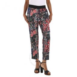 Ladies Floral Print Cropped Silk Trousers, Brand Size 44 (US Size 12)