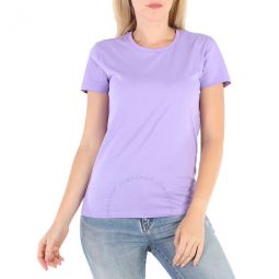 Ladies Logo Patch Cotton T-Shirt In Purple, Size Medium