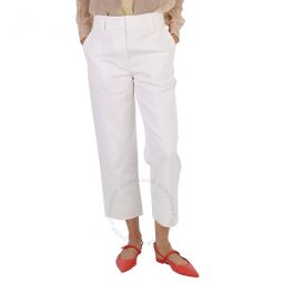 Ladies Natural Cotton Gabardine Cropped Trousers, Brand Size 42 (US Size 10)