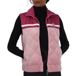Ladies Open Pink Logo-patch Sleeveless Jacket, Size Large