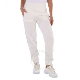 Ladies White Cotton Jogging Trousers, Size Large