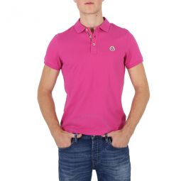 Mens Dark Pink Logo Cotton Polo Shirt, Size Small