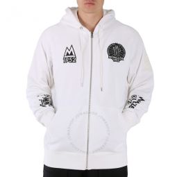 Mens White 1952 Zip-Up Hoodie, Size X-Large