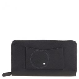 Black Calfskin 12cc Zip-Around Sartorial Wallet