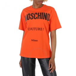 Orange Cotton Logo Print T-Shirt, Size XX-Small
