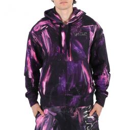 Purple Painting Zip Hooded Sweatshirt, Brand Size 46 (US Size 36)