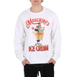 White Ice Cream Cotton Sweatshirt, Brand Size 50 (US Size 40)