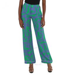 Illusion Pajama-Style Trousers in Blue/Green, Brand Size 38 (US Size 6)