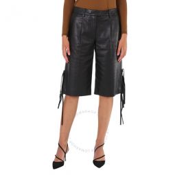 Ladies Black Formal Leather Shorts, Brand Size 42 (US Size 10)