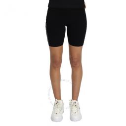Ladies Black/White Rib-Knit Biker Shorts, Brand Size 40 (US Size 6)