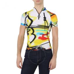 Multicolor Futura-print Zipped T-shirt, Size X-Small