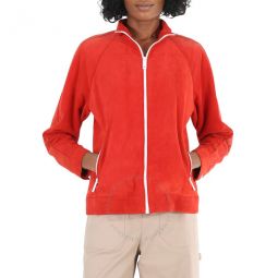 Open Box - Ladies Bright Red Suede Bomber, Brand Size 6 (US Size 4)