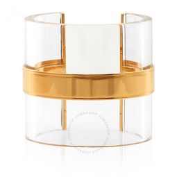 Open Box - Ladies Light Gold/Crystal Resin And Gold-Plated Cylindrical Cuff, Size Medium