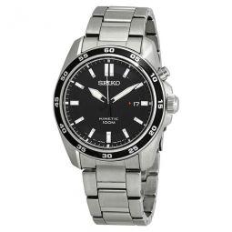 Open Box - Kinetic Black Dial Stainless Steel Mens Watch