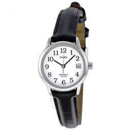 Open Box - Easy Reader White Dial Black Leather Strap Ladies Watch