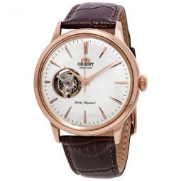 Classic Open Heart Automatic White Dial Mens Watch