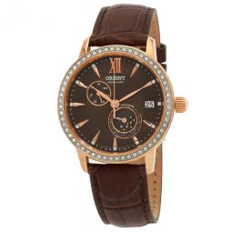 GMT Automatic Crystal Brown Dial Ladies Watch
