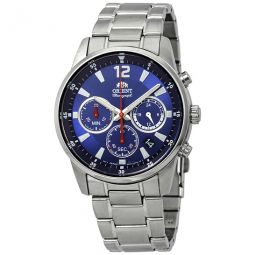 Sport Chronograph Blue Dial Stainless Steel Mens Watch