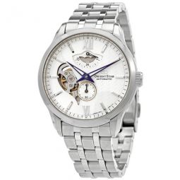 Star Automatic Open Heart Silver Dial Mens Watch