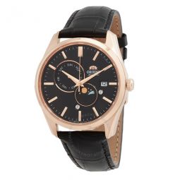 Sun and Moon Black Dial Mens Watch