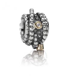 Sterling Silver with 14K Gold Entangled Beauty Bead with Diamonds -
