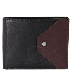 Two Tone Leather Wallet- Black/Burgundy
