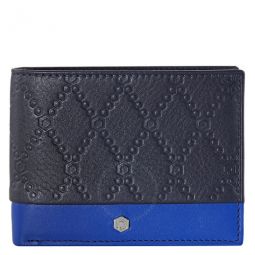 Two-Tone Leather Wallet- Navy Blue/ Sky Blue