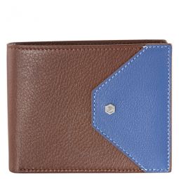 Two-Tone Leather Wallet- Tan/Blue
