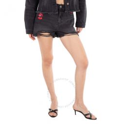 Ladies Black Limousine Gina Denim Shorts, Waist Size 26