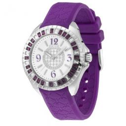 Jade Crystal Bezel Purple Rubber Ladies Watch
