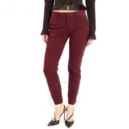 Burgandy Mid-rise Tapered-leg Trousers, Brand Size 4