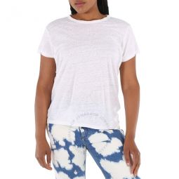 Ladies Short-sleeve Crewneck Linen T-shirt, Size Small