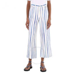 Ladies Striped Wide Cropped Trousers, Brand Size 4