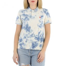 Ladies Tie-dye Short-sleeve Polo Shirt, Size Small
