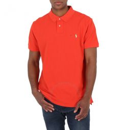 Mens Red Embroidered-Logo Polo Shirt, Size Small