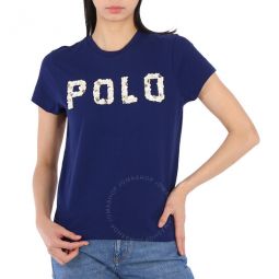 Short-sleeve Shell Polo Logo Cotton T-shirt, Size Medium