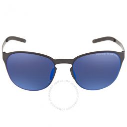 Blue Silver Mirror Oval Unisex Sunglasses