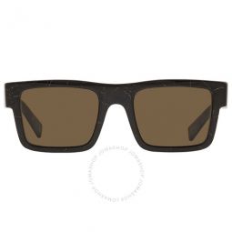 Dark Brown Rectangular Mens Sunglasses