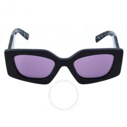 Dark Violet Mirrored Silver Internal Irregular Ladies Sunglasses