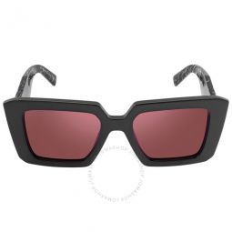 Red Mirrored Silver Internal Square Ladies Sunglasses
