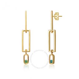 14k Gold Plated Emerald Cubic Zirconia Drop Earrings