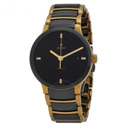 Centrix Black Dial Gold-plated and Black Ceramic Mens Watch