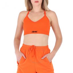 Ladies Ultima Orange Seamless Sports Bra, Size Medium