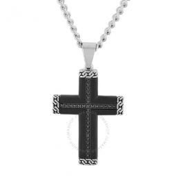 1 / 4Ctw Black Diamond Stainless Steel With Black Finish Cross Pendant